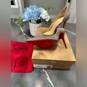 Christian Louboutin Glitter Heels in Silver and Red